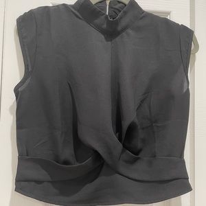 Black high neck crop top